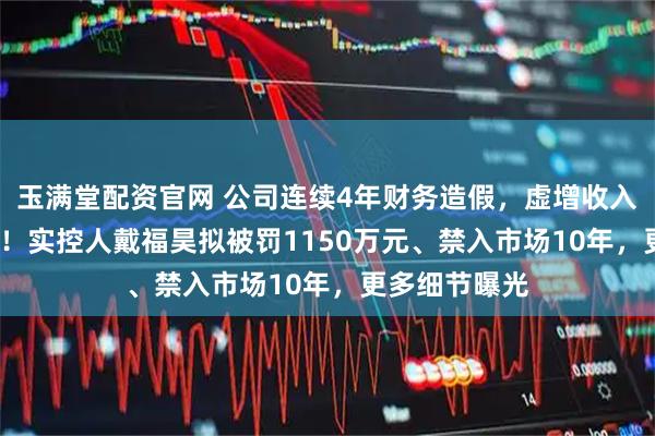 玉满堂配资官网 公司连续4年财务造假，虚增收入超6000万元！实控人戴福昊拟被罚1150万元、禁入市场10年，更多细节曝光