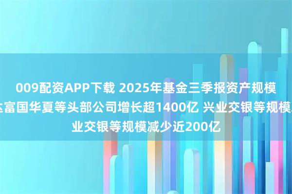 009配资APP下载 2025年基金三季报资产规模透视:易方达富国华夏等头部公司增长超1400亿 兴业交银等规模减少近200亿